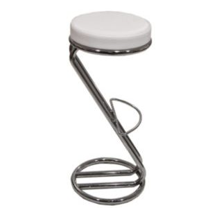 TABOURET HAUT BLANC & CHROME