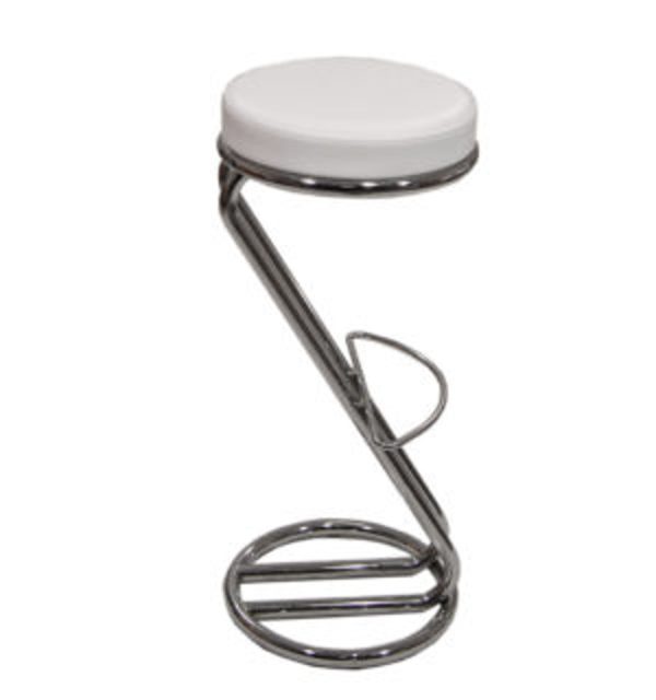 TABOURET HAUT BLANC & CHROME